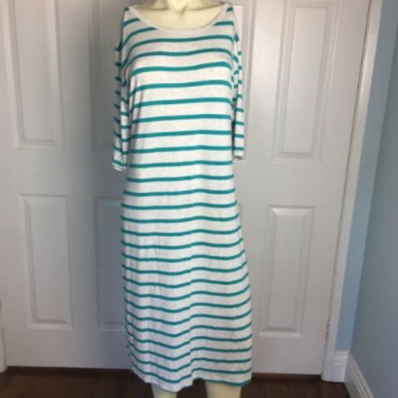 LuLaRoe Dresses & Skirts - Lularoe NWT Julia Dress 3XL Striped Grey And Teal